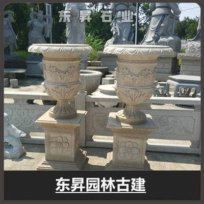 惠安廠家直供 石雕花盆 園林花缽 小區(qū)大理石花缽擺放擺件